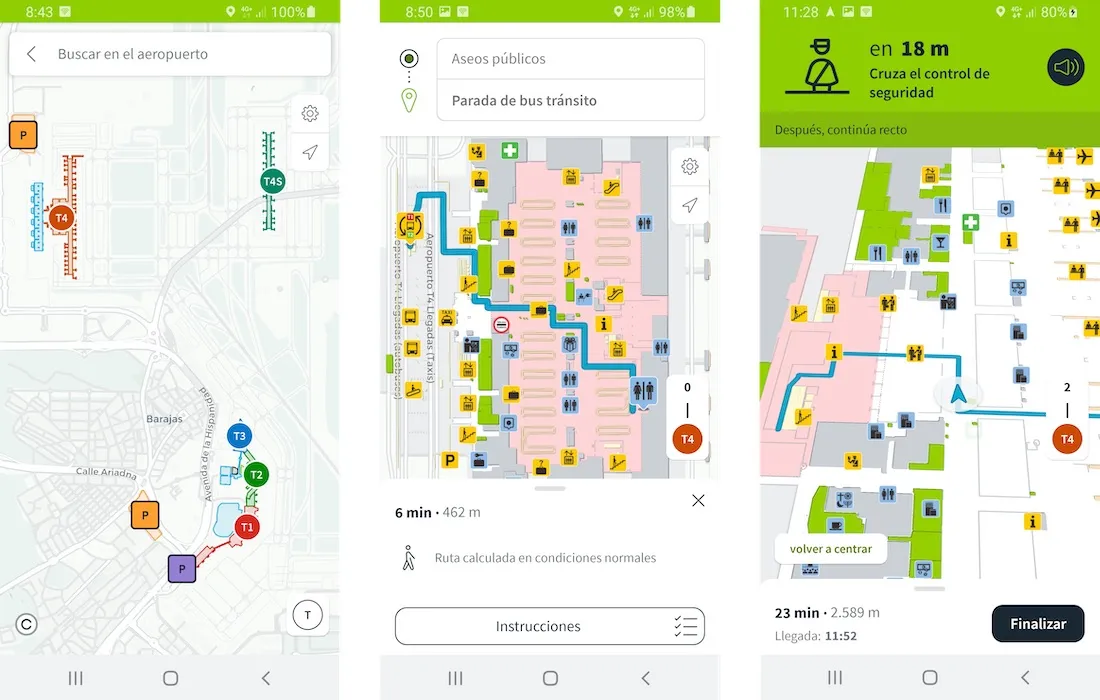 Screenshots of the Android application