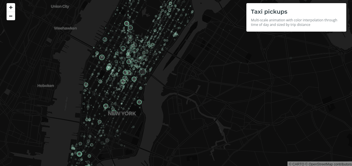 Animated Taxi Pickups map