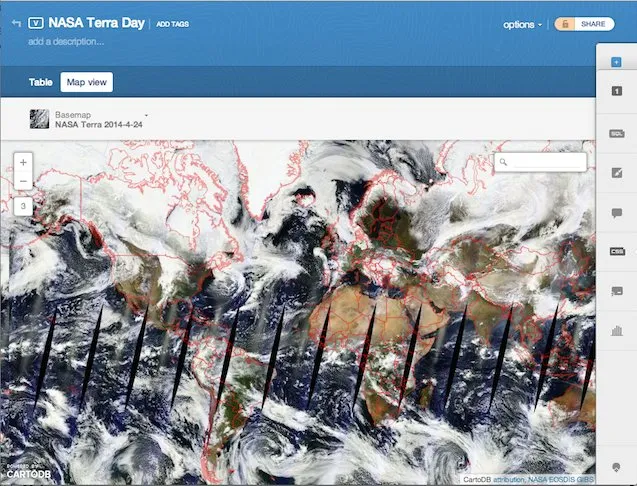NASA terra day map as basemap on carto