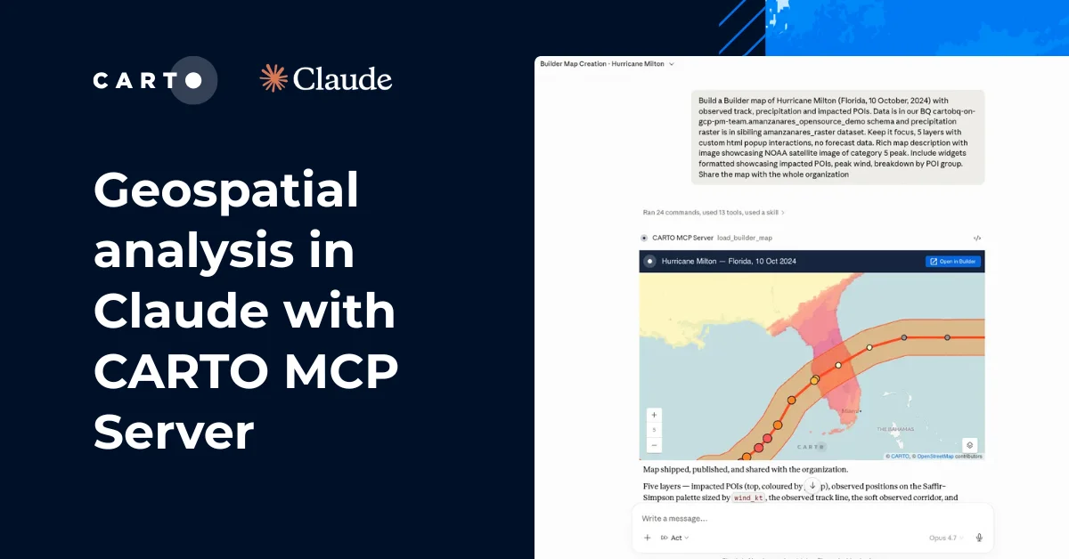 Geospatial Analysis in Claude with the CARTO MCP Server